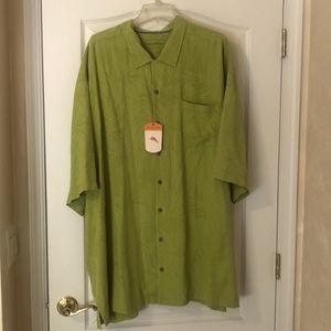 3XTALL Tommy Bahama green print short sleeve button down